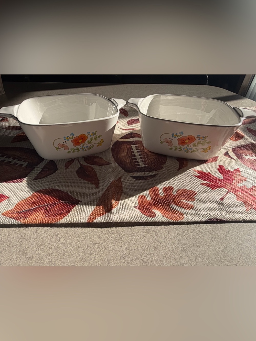 SET OF 2 Corning Ware WILDFLOWER P-43-B Small Square Casserole Dishes 5" 700 mL